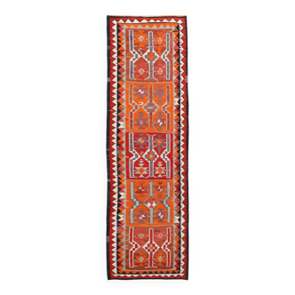 Tapis Kilim Tribal Rouge et Orange 3x10 93x308Cm SK 34615