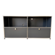 USM Haller sideboard, medium grey RAL 7004, 4 compartments with 2 flaps, Switzerland, 2000s