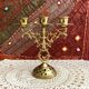 Pair of candlesticks 3 branches golden brass