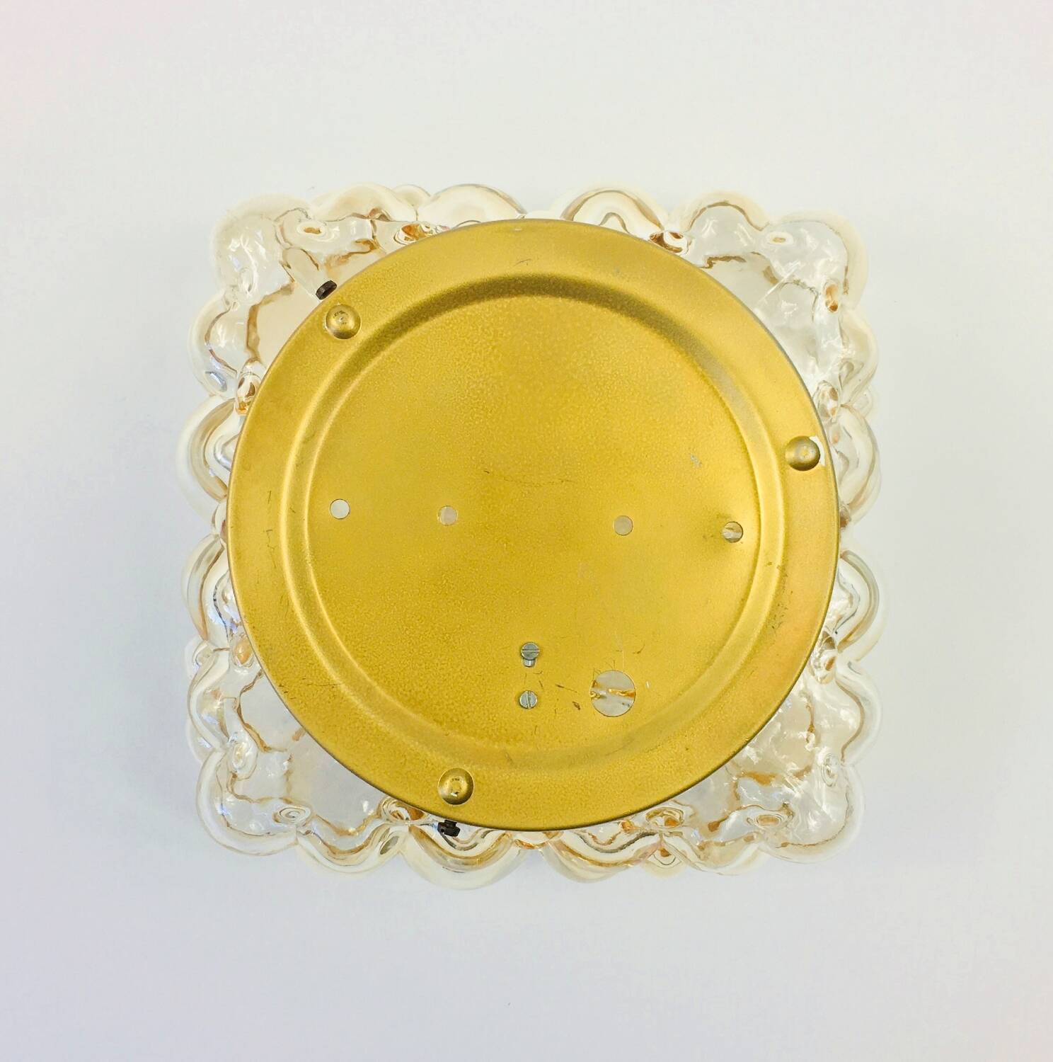Applique ou plafonnier en verre à bulles ambré du milieu du siècle par Helena Tynell pour Limburg, années 1970