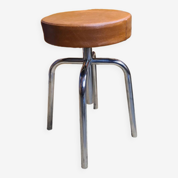 Vintage industrial stool skai caramel