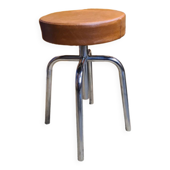 Vintage industrial stool skai caramel