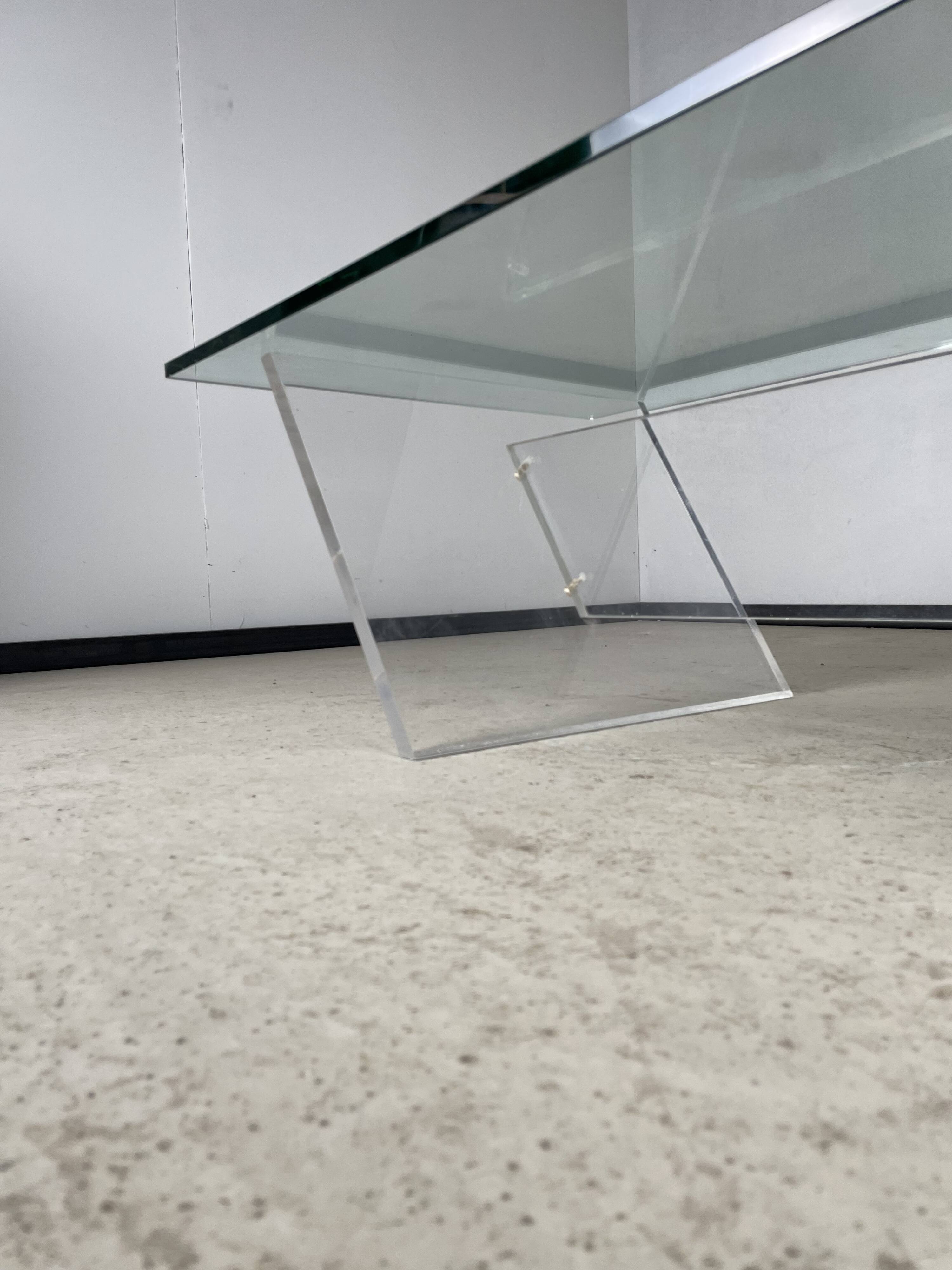 1970s plexiglass coffee table