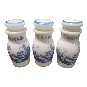 Lot 3 spice jars in opaline Vintage