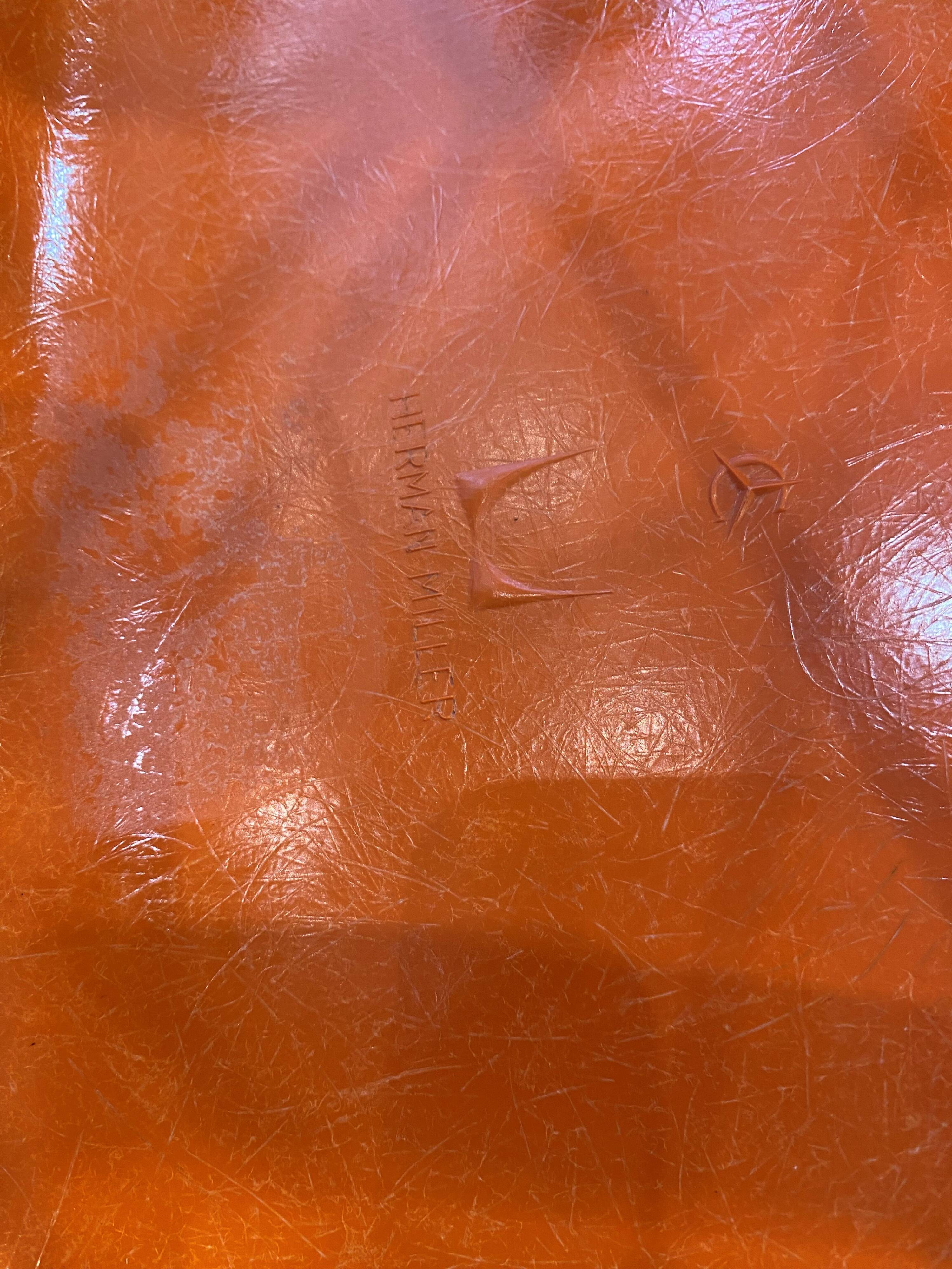 A dsw fiber red orange dowel walnut eames herman miller vintage 70 chair