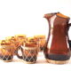 Amber glass and rattan service