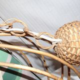 Suspension lustre rotin vintage 1950