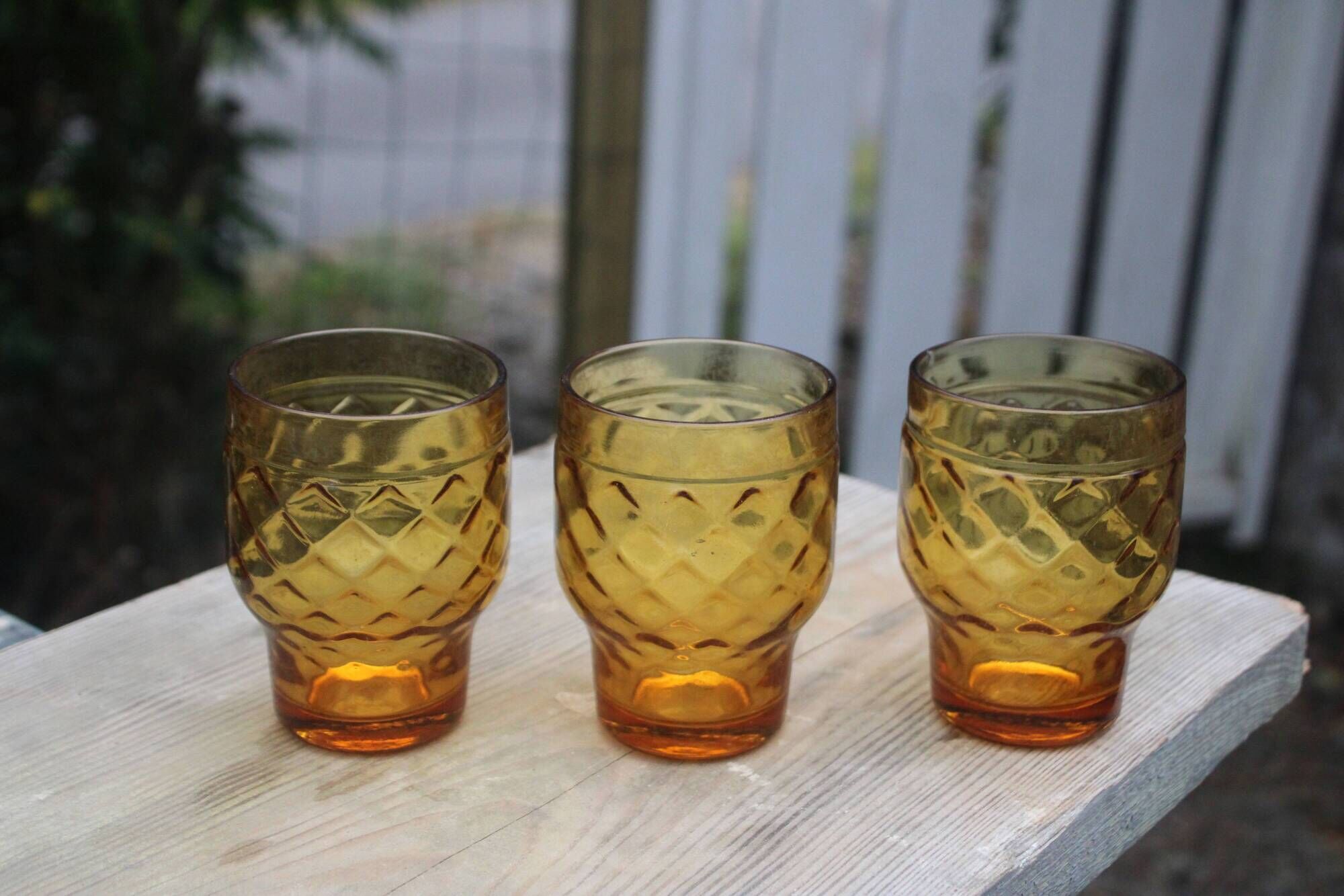 Set of 6 vintage Pernod amber glass glasses – H9 cm Ø7 cm – Bi collection