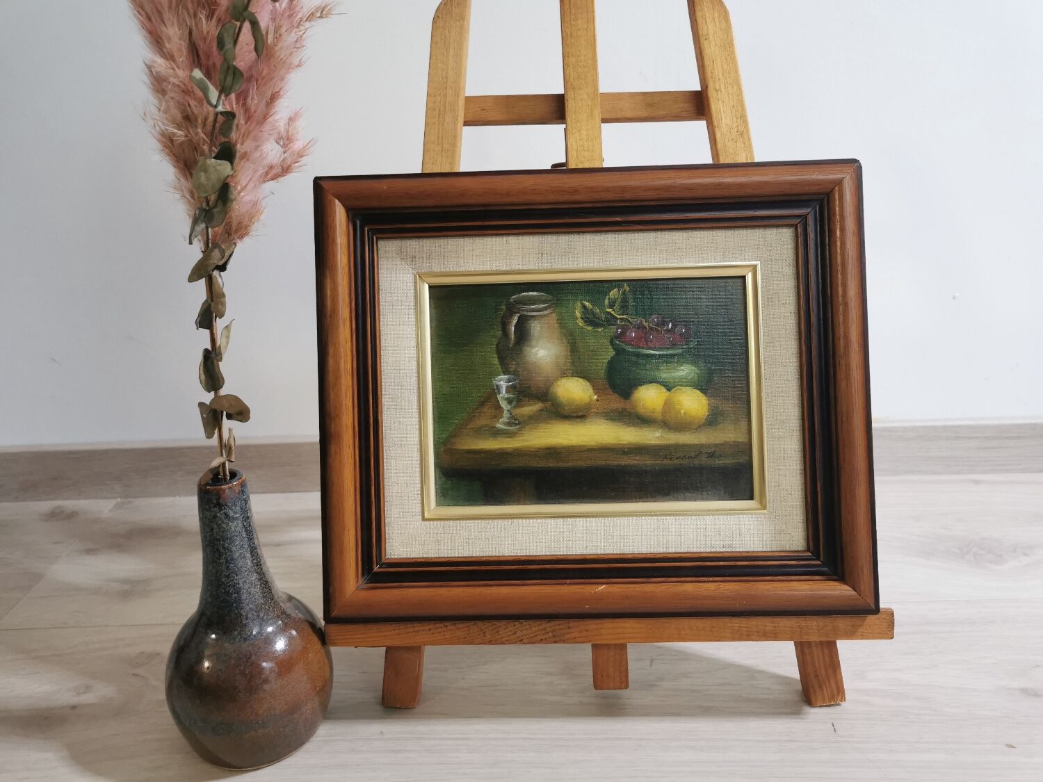 Still life, oil on panel, classic