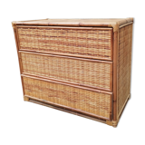 Commode rotin et bambou vintage