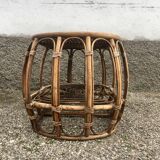 Paire de fauteuil en rotin et sa table ovale vintage
