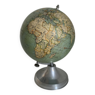 Globe terrestre, mappemonde Taride en aluminium, 1940