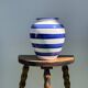 Blue striped ceramic vase