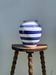 Blue striped ceramic vase