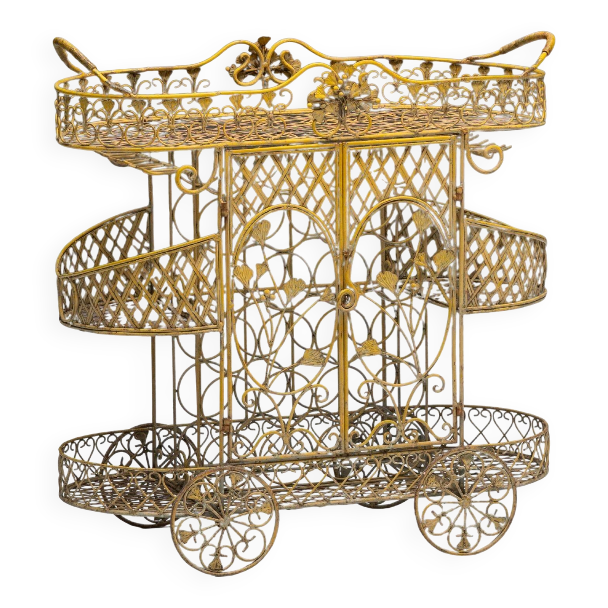 Antique cast iron serving trolley, France, early 20th century