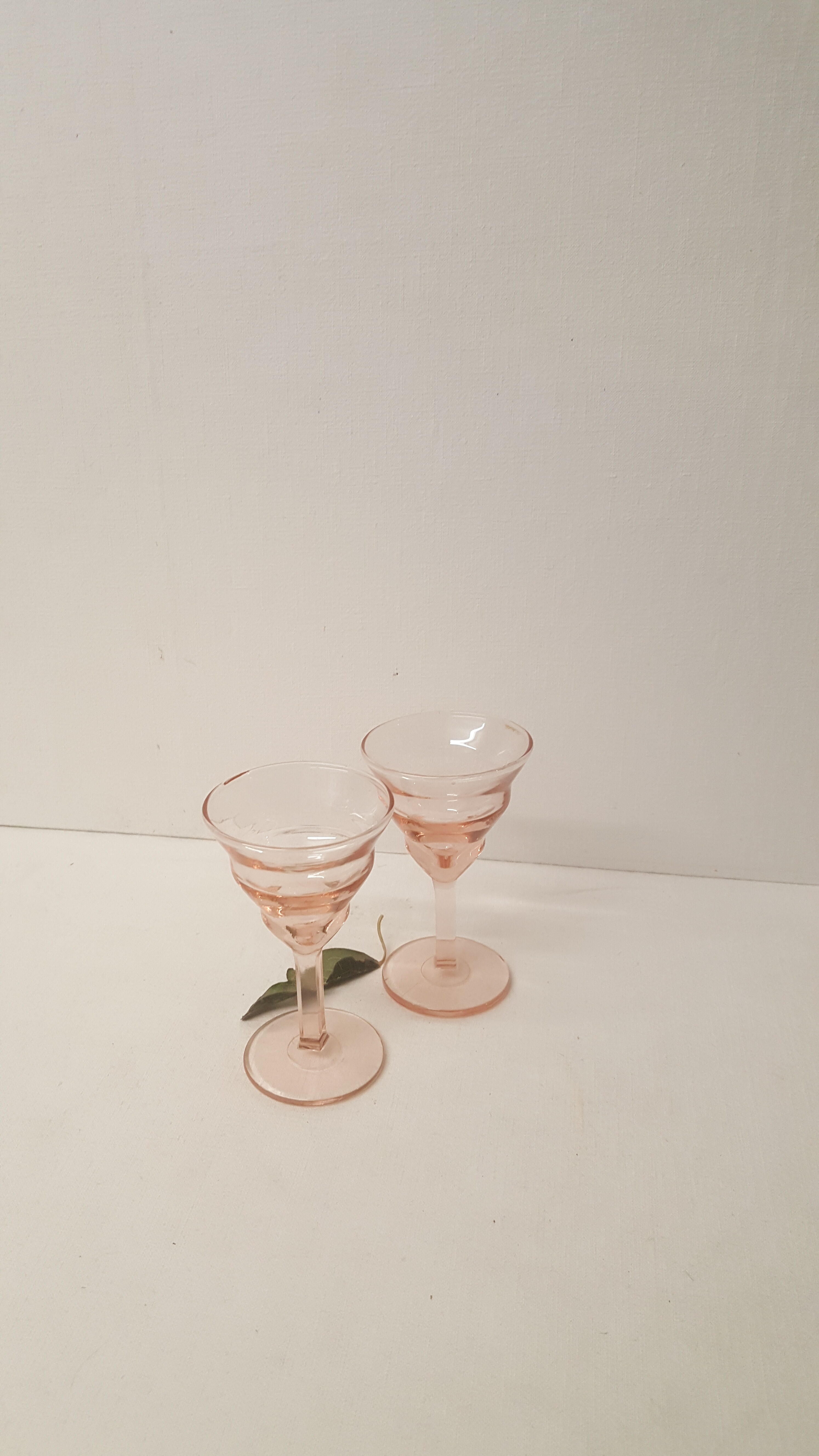 Duo of pink liquor glasses
