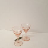 Duo of pink liquor glasses