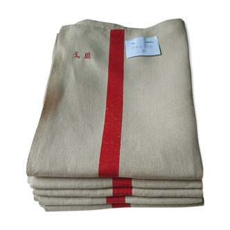 5 linen tea towels never served monogram
