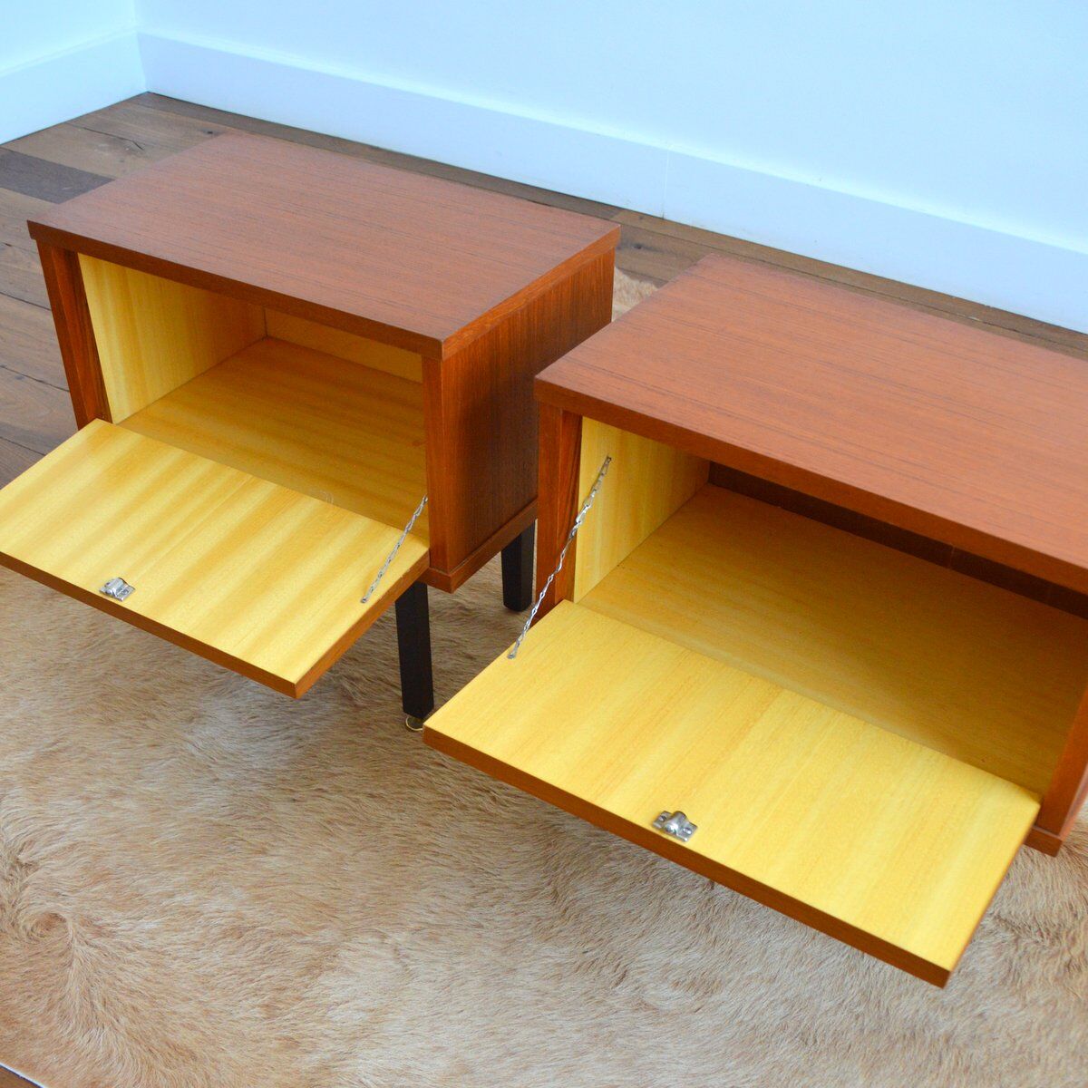 Pair of Scandinavian teak bedside tables 1960s