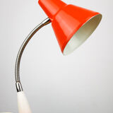 Adjustable Desk Lamp in Orange Painted Metal and Chrome-Plated Spiral Arm, 1970s