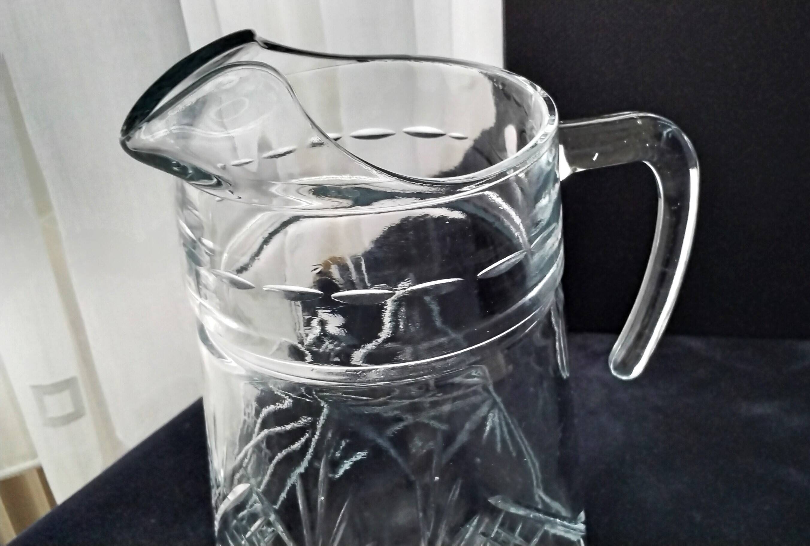 Jug, moulded pressed glass water carafe 1.6 L
