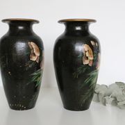 Pair of ceramic vases, hand painted