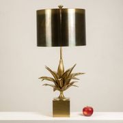Maison Charles, "Agave" lamp in gilded bronze and patinated brass. 1970s