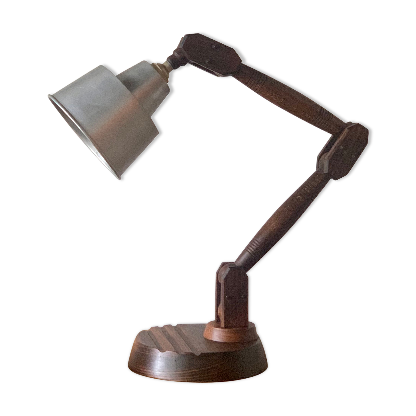 Articulated lamp in wood and vintage metal