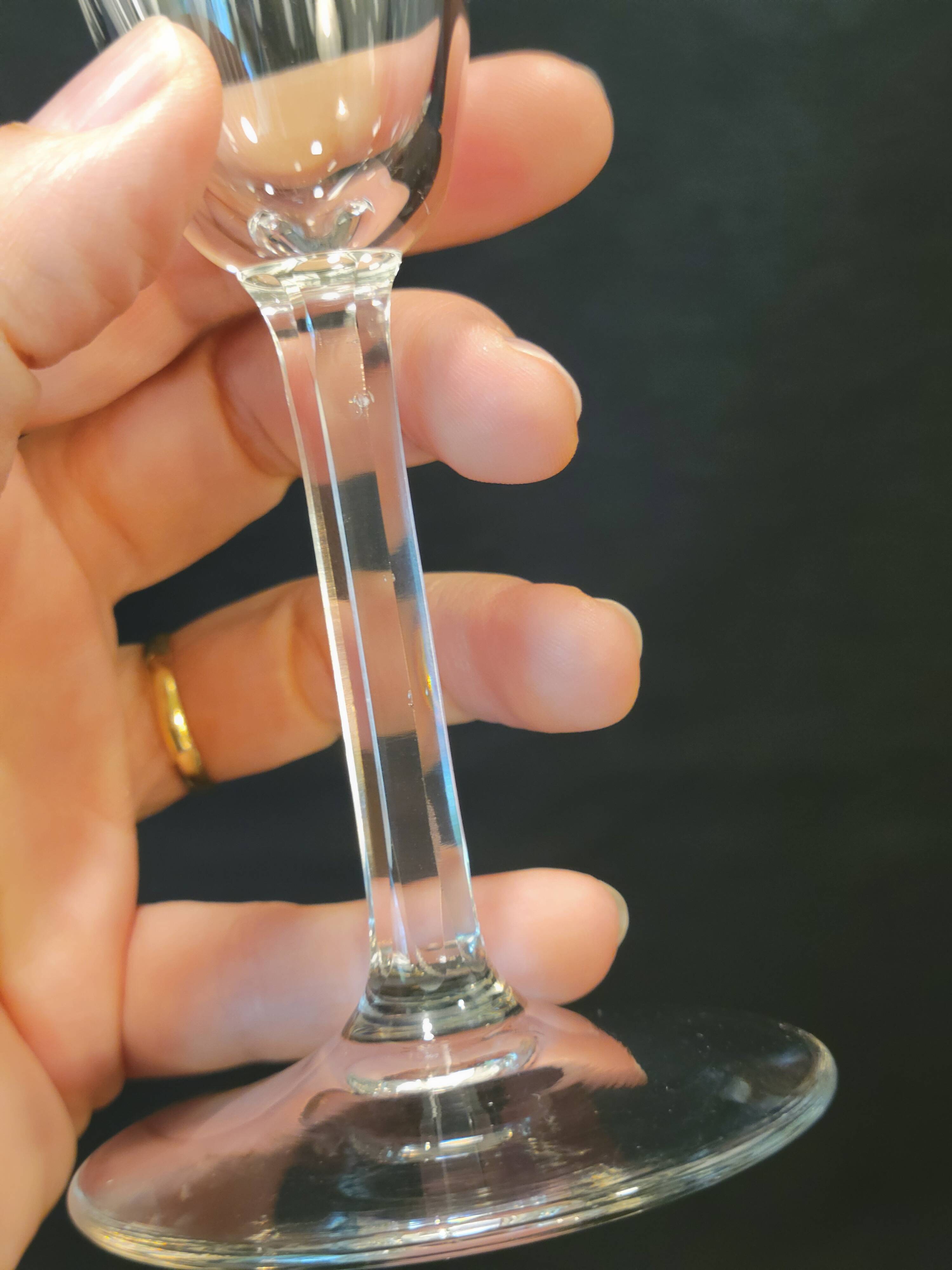 6 old cut crystal champagne flutes