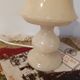 White alabaster lamp, sculpted, retro chic vintage.