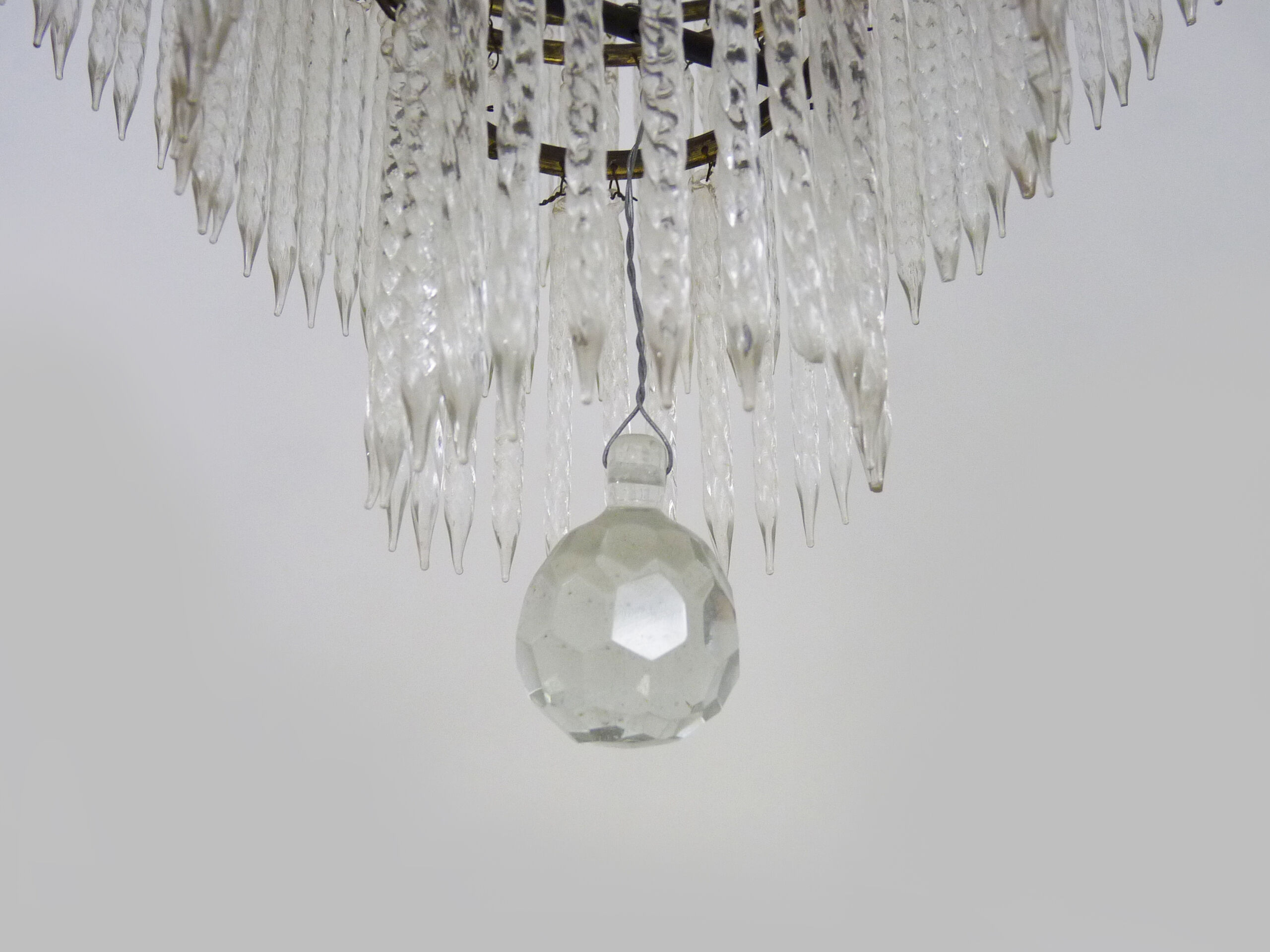 Old hot air balloon chandelier, glass grapevines