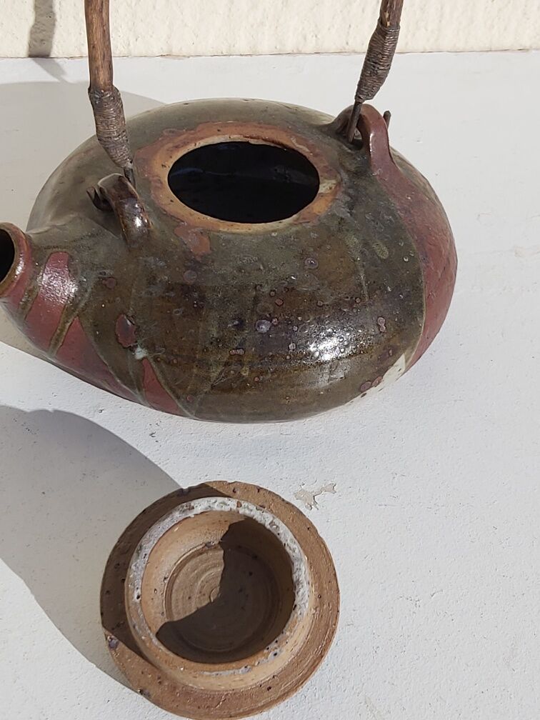 Signed vintage sandstone teapot