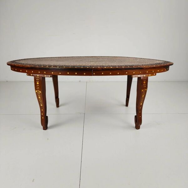 Table basse anglo-indienne en os incrusté du XXe siècle