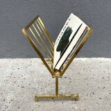 50s brass magazine rack, vintage design magazine rack