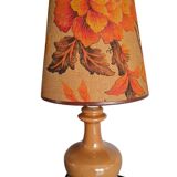 Vintage caramel table lamp with its flowery lampshade