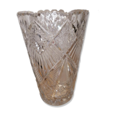 Large carved crystal vase