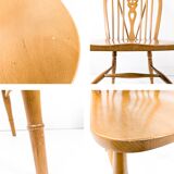 Paire de chaises vintage bois clair, dossier à barreaux, style campagne chic