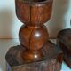 Pair of old brutalist turned solid wood candlesticks