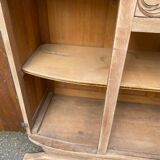 Buffet parisien art déco vintage rénové en bois massif et marbre gris 150cm