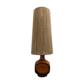 Lampe vintage en céramique et corde de jute