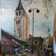 oil on canvas Paris Saint Germain des Prés the 2 Magots