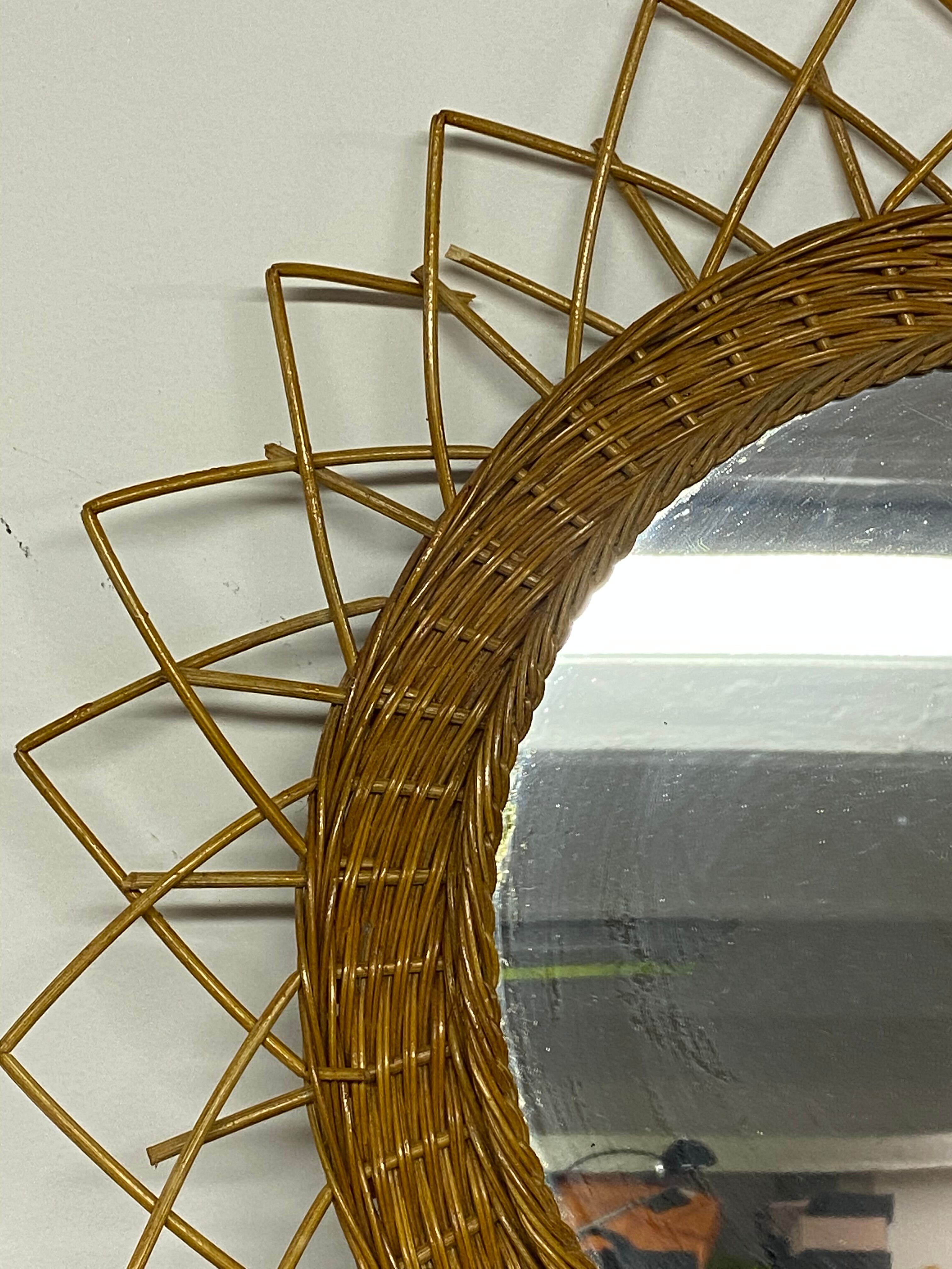 Rattan sun mirror