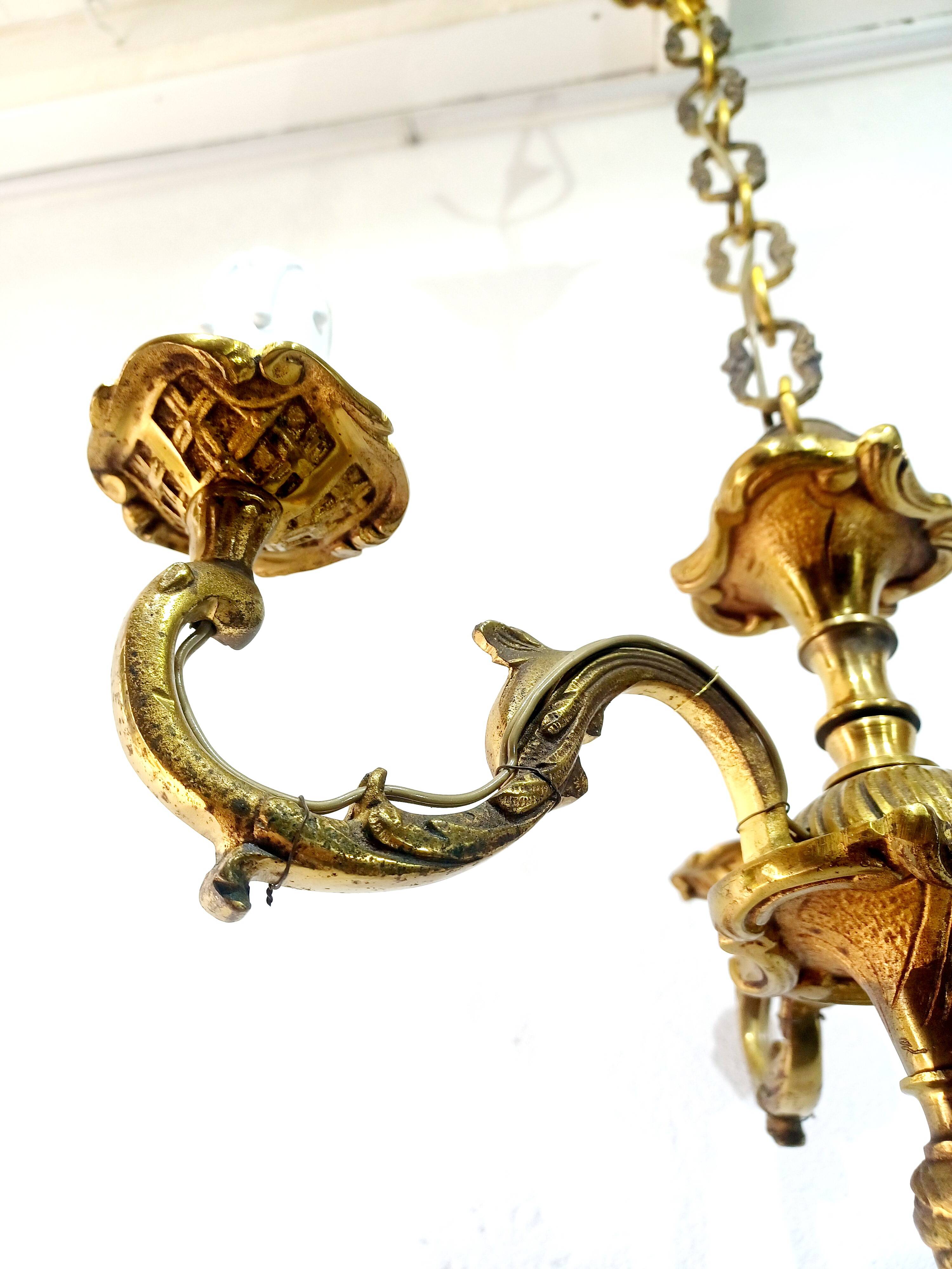 3-Light Bronze Chandelier