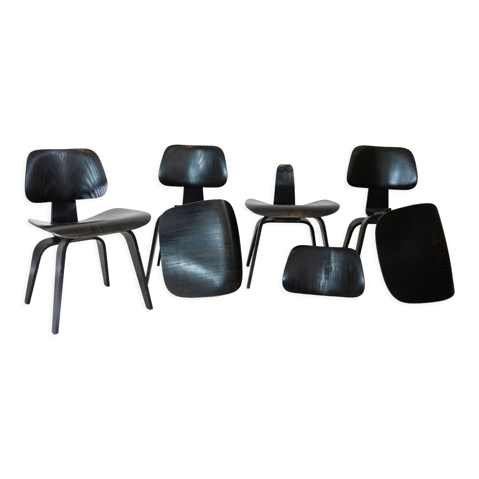 Ensemble de 4 chaises DCW par Charles & Ray Eames édition Hermann Miller USA
