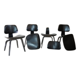 Set of 4 DCW chairs by Charles & ray Eames