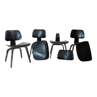 Ensemble de 4 chaises DCW par Charles & Ray Eames édition Hermann Miller USA