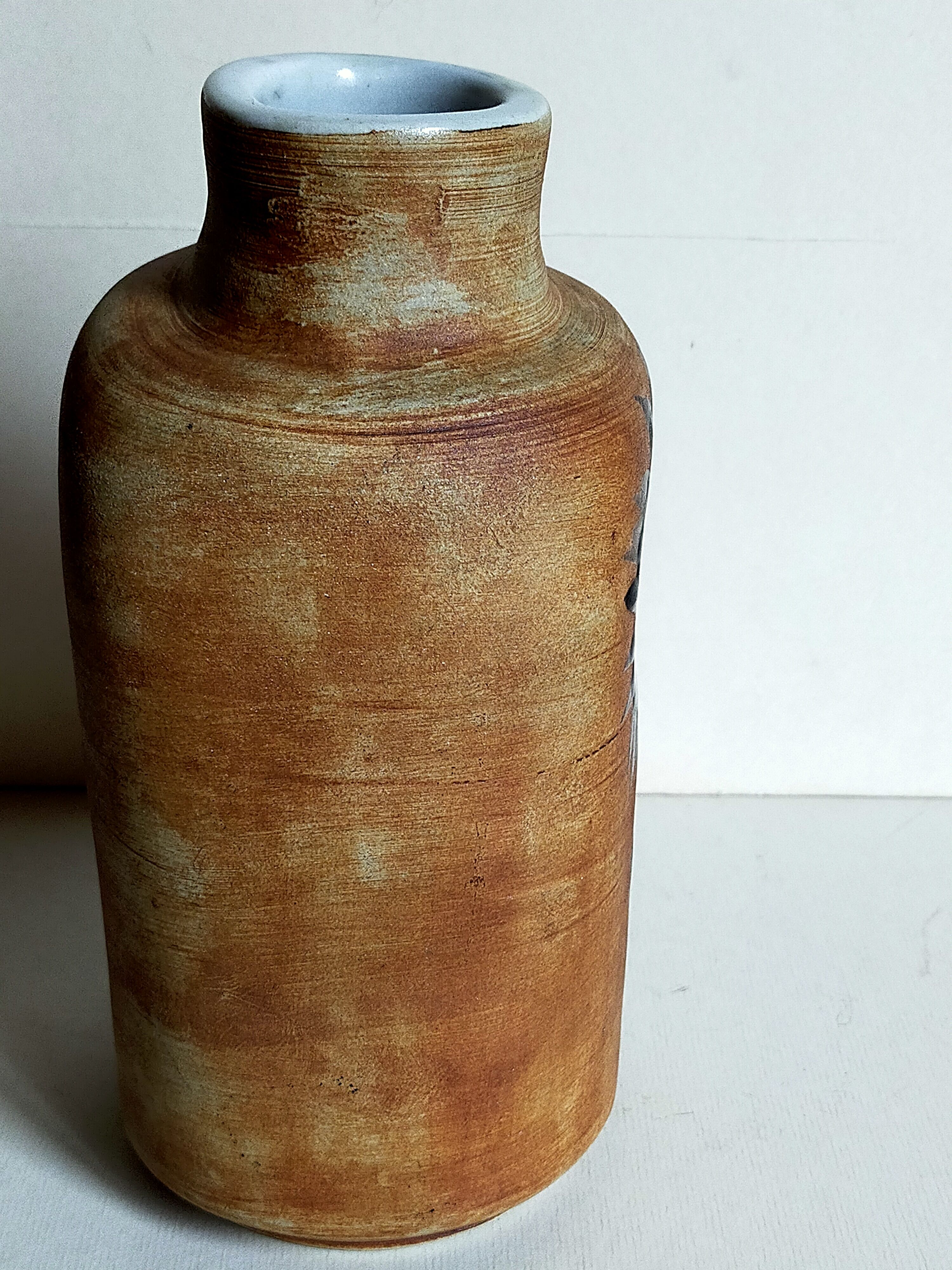 Ceramic vase "Poterie du Colombier" vintage blue sun