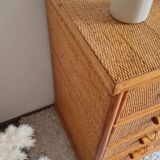 Vintage rattan chest of drawers circa 70s