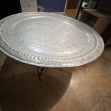 Moroccan handcrafted round table 19th century incised