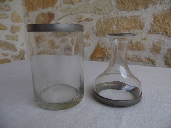 Carafe à vis en verre et étain, début XXe